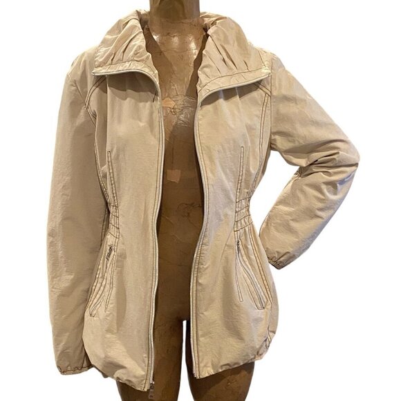 Sonoma Life + Style Spring Jacket Full Zip Nipped In Smock Waist XL Beige #328B - Picture 4 of 12